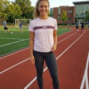 PINK Victoria's Secret Blush Tee with Burgundy Stripe